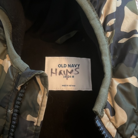 18-24M Puffer Camo Jacket Zip Front Hooded - Picture 2 of 3